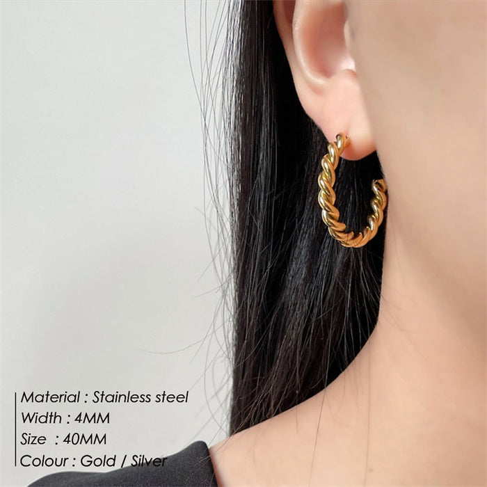 Wholesale stainless steel earrings gold-plated C-shaped twist earrings