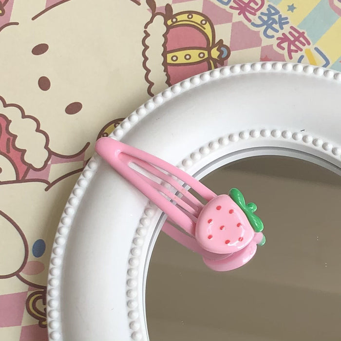 Wholesale smooth strawberry clip pink hair clip student bangs edge clip hair accessories