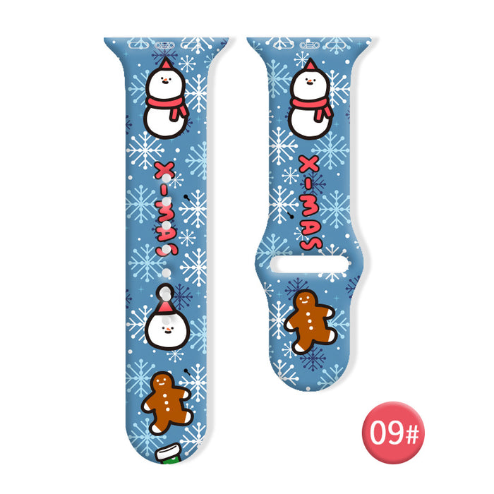 Wholesale Cartoon Christmas Silicone Strap Suitable for Apple Watch Strap JDC-WD-NuoQi006