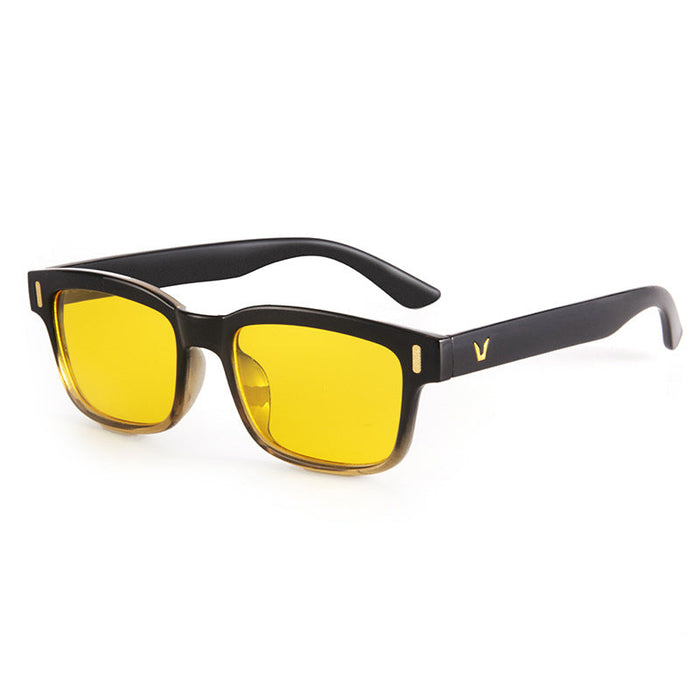 Wholesale Small square box rice nail style personalized sunglasses, UV resistant sunshade glasses, internet famous night vision yellow glasses
