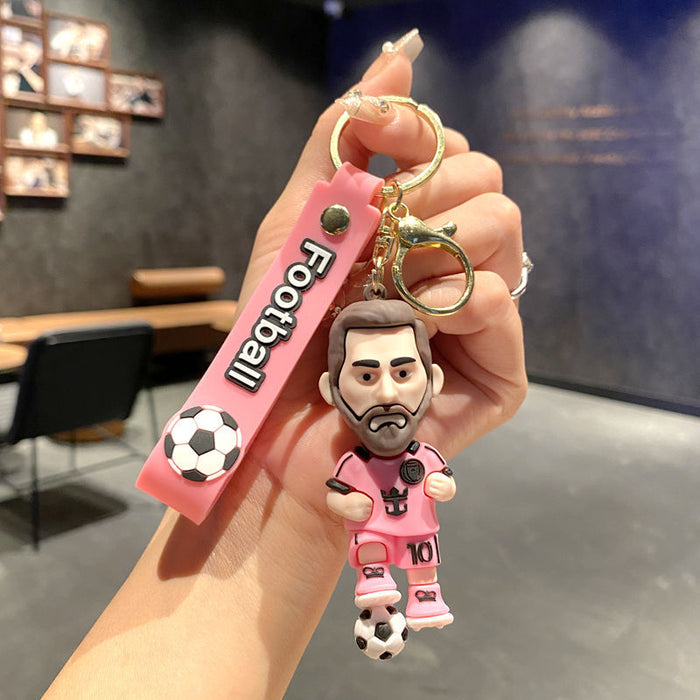 Wholesale Metal Soccer Star Cartoon Keychain Decorative Car Key Accessory MOQ≥2