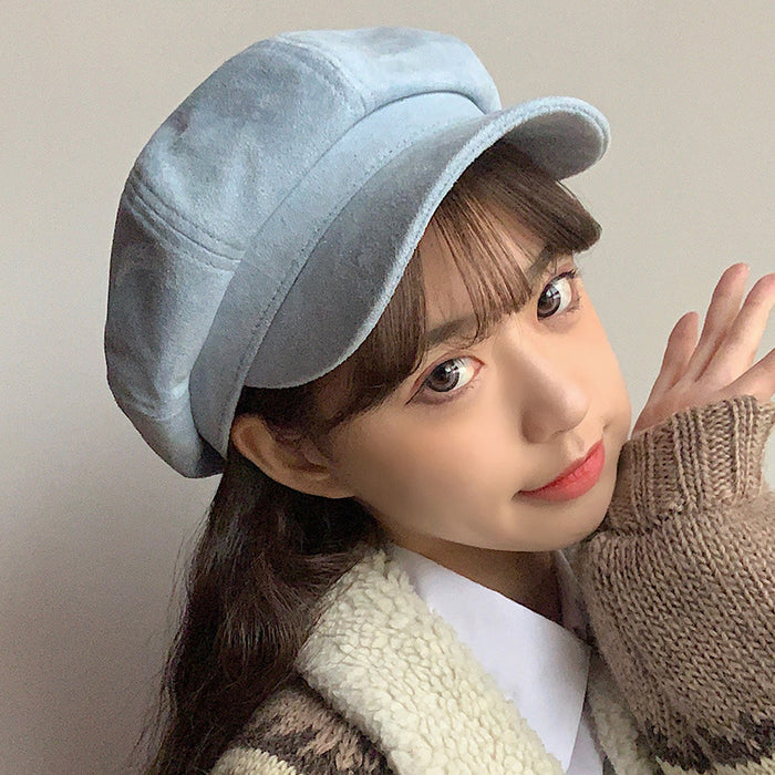 Wholesale Suede hat duck tongue octagonal hat retro beret painter hat man