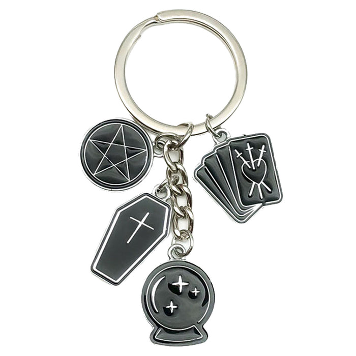 Wholesale Gothic Magic Book Card Cross Coffin Alloy Keychain JDC-KC-LuNeng004