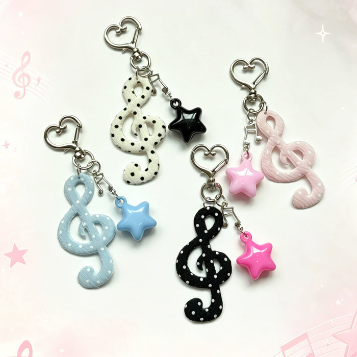 Wholesale Vintage Music Note Star Plush Keychain Bag Charm Chic Fashion Accessory