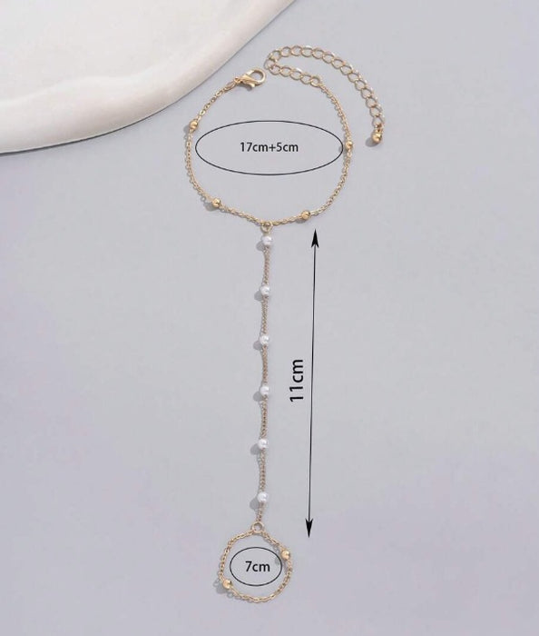 Wholesale Chain Bracelet Simple White Pearl Bracelet Chain Finger Jewelry