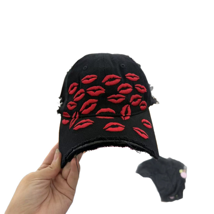 Wholesale Hand drawn horn hole baseball cap, street duck tongue hat