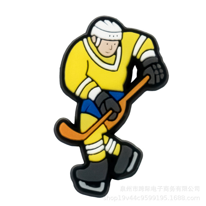 Wholesale Cave shoe flower buckle sports classic ice hockey fun cartoon upper PVC drip plastic decorative buckle detachable accessory