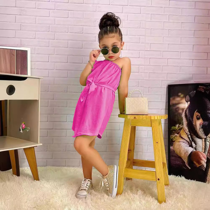 Wholesale Off-shoulder Puff Sleeve Children's Dress JDC-CTS-YaYaMi029