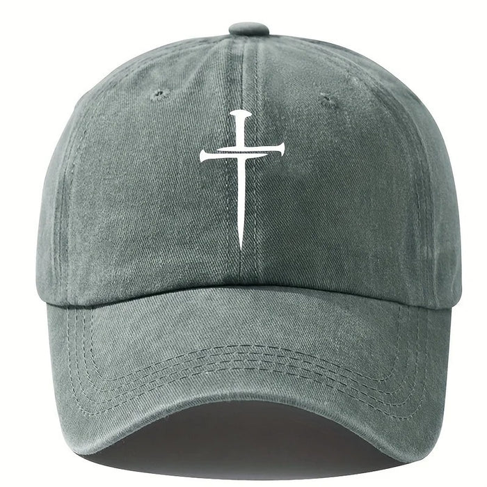 Wholesale Cross Print Vintage Baseball Cap Stylish Distressed Peaked Cap For Summer Casual