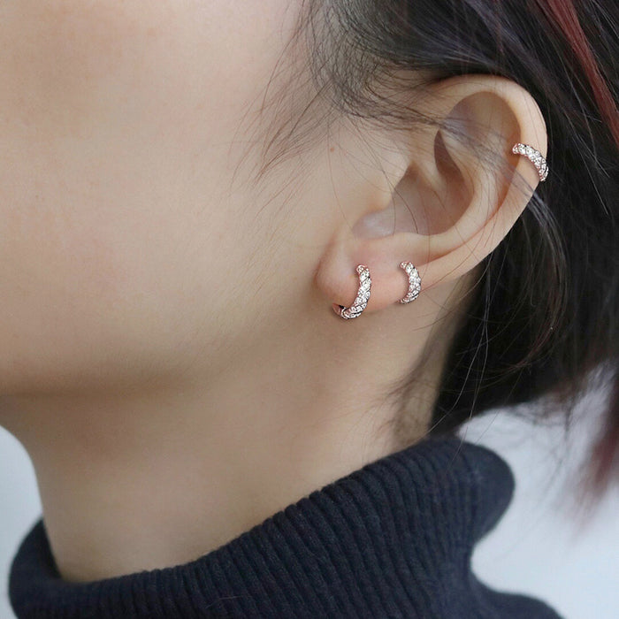 Wholesale Full Diamond Earrings with Non Removable Earrings, Light Luxury and High Grade Earrings, Women's Pure Silver Earrings with Nourishing Holes and Earrings