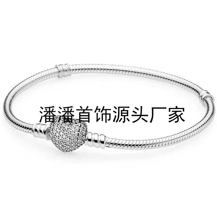 Wholesale Diamond Heart Silver Bracelet Beads JDC-BT-JYY006