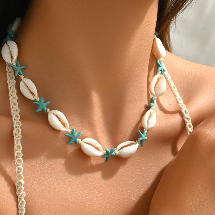 Wholesale Zinc Alloy Layered Necklace with nut Tree Starfish Flower Pendant