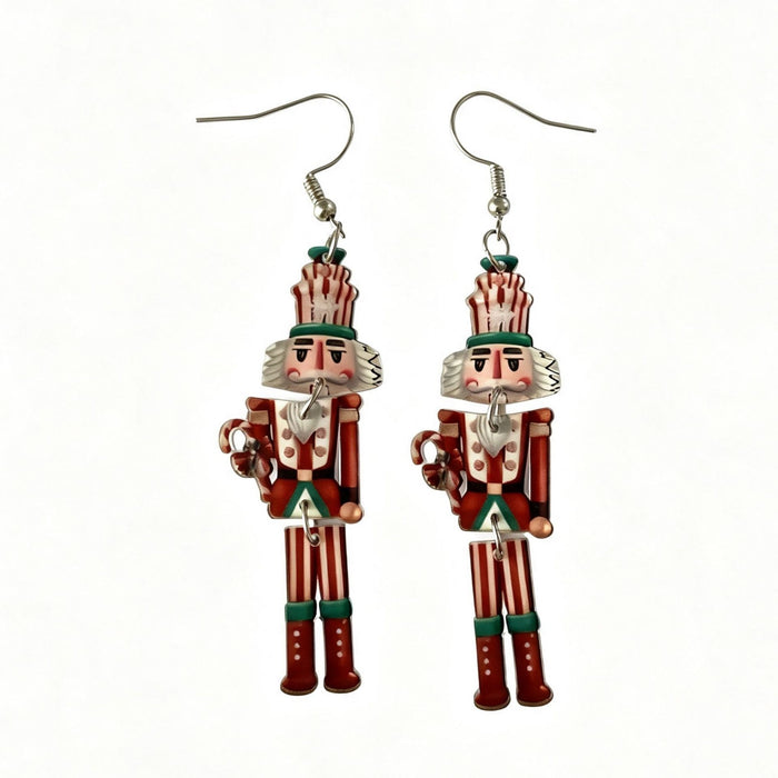 Wholesale Trendy Nutcracker Christmas Soldier Acrylic Earrings 3 Piece Set Holiday Jewelry Accessory