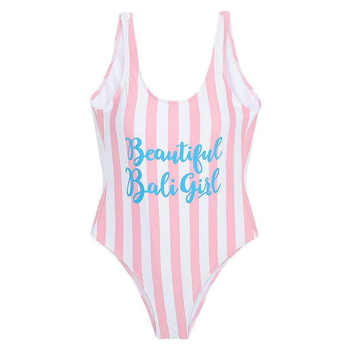Wholesale Sleeveless striped swimsuit