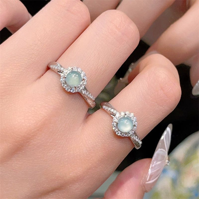 Wholesale Diamond-encrusted Aqua Blue Egg Ring Finger Ring Fashionable Finger Ring
