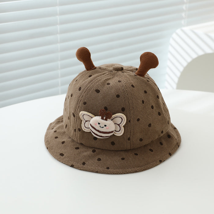 Wholesale Fleece Lined Kids Bucket Hat With Bee Pattern Autumn Casual Chic