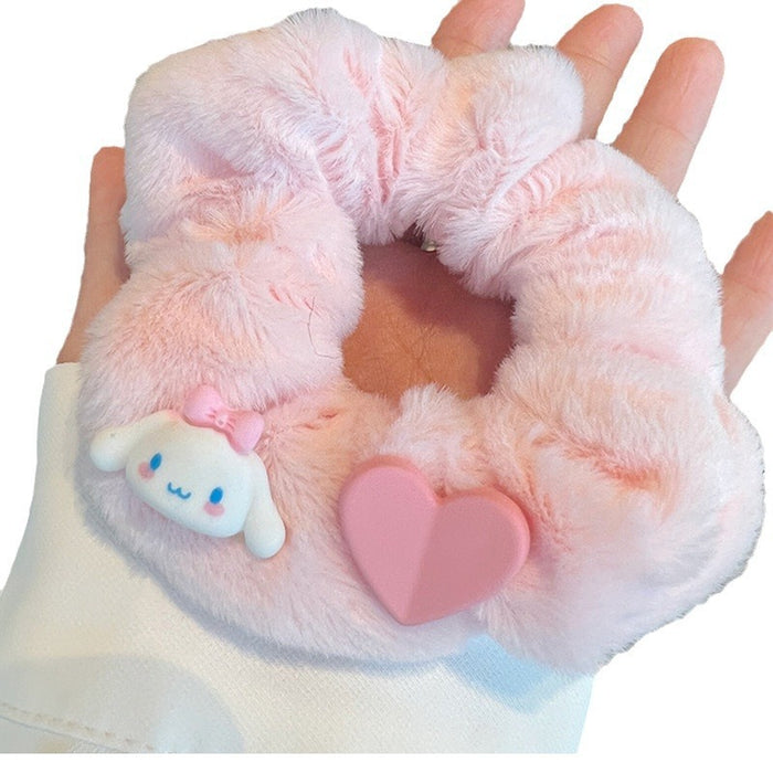 Wholesale Creamy Pink Cute Cartoon Series Girlish Plush Hair Scrunchies