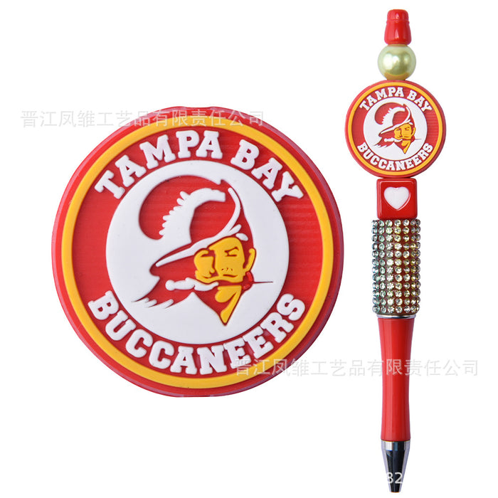 Wholesale 50pcs Rugby team series beads ballpoint pen beaded accessories fun stationery cartoon accessories detachable