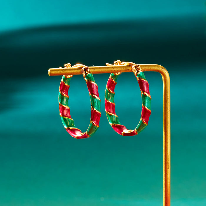 Wholesale Christmas fashion colorful red and green twisted earrings party accessories Christmas earrings