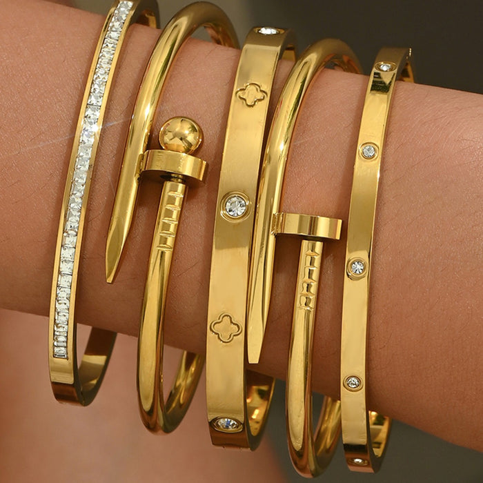 Wholesale Gold-Plated Stainless Steel Bracelet with Diamonds