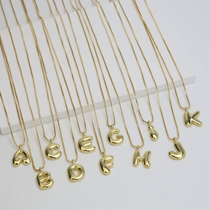 Wholesale 18k Brass Glossy Balloon 26 English Letters Necklace JDC-NE-BaiYi004