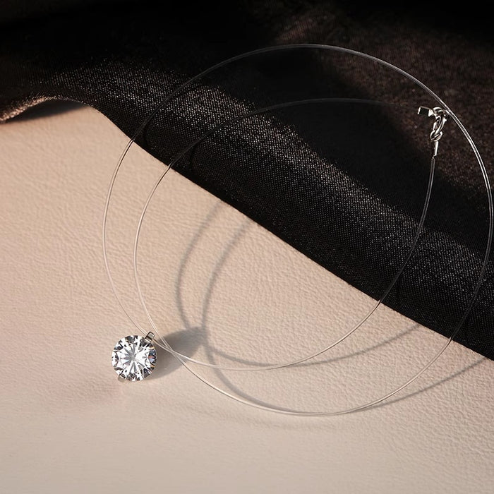 Wholesale Necklace, invisible fishing line, exquisite simplicity, light luxury, sparkling zircon design, collarbone chain