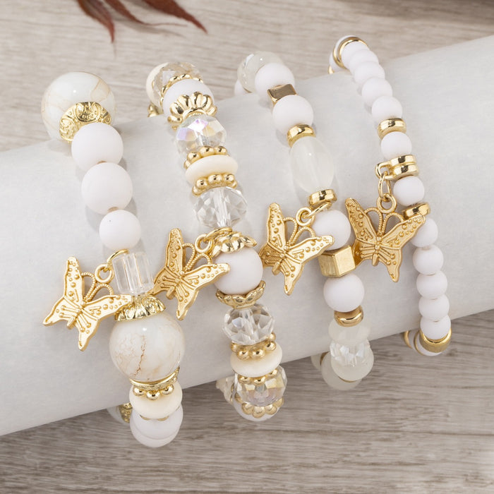 Wholesale Acrylic Stretch Butterfly Pendant Beaded Multi-layer Bracelet JDC-BT-FeiYa010