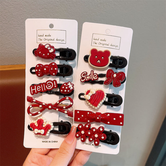 Wholesale Red dot hair clip children's bangs side clip baby forehead small hair clip