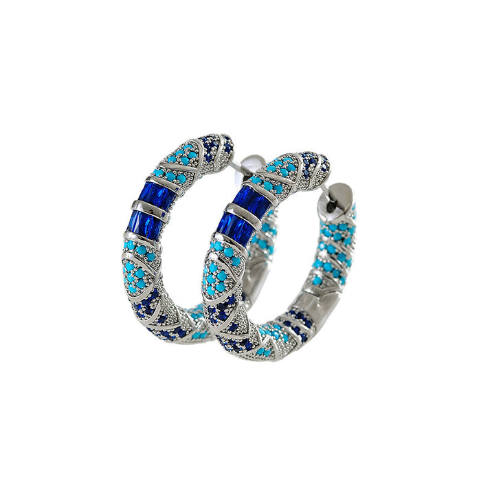 Wholesale Women's Bohemian Style Blue Enamel Earrings