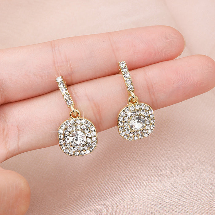 Wholesale S925 Silver Needle Simple Temperament Inlaid Diamond Geometry Earrings