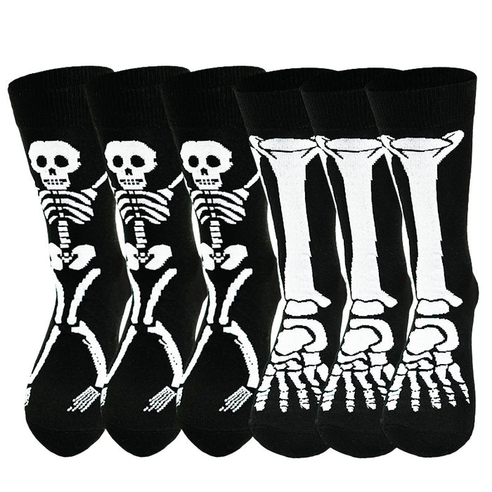 Wholesale  Skull Ghost Claw Cartoon Print Casual Socks Sweat-Absorbent Autumn and Winter Mid-Calf Socks Fun Socks
