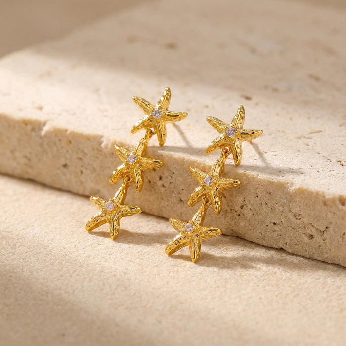 Wholesale Trendy Starfish Seashell Earrings Summer Beach Jewelry Accessory Gift