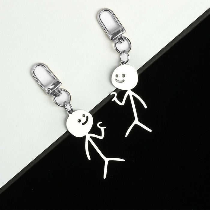 Wholesale Stainless Steel Graffiti Villain Shape Couple Keychain JDC-KC-Aohong004