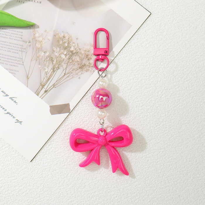 Wholesale Sweet Style Acrylic Bow Bag Charm - Red Decorative Gift Accessory MOQ≥2