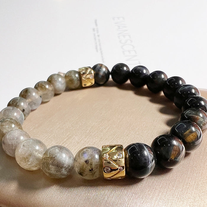 Wholesale Tiger Eye Stone Bracelet, Simple Grey Moonlight Elastic Crystal Bracelet, Jewelry