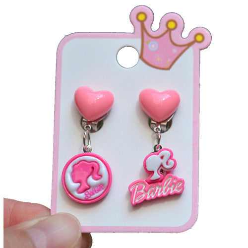 Wholesale Resin Girls Love Princess Necklace Bracelet Ear Clip Ear Stud Set JDC-ES-SLL001