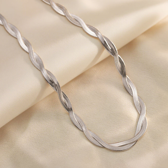 Wholesale 2pcs Simple and stylish  snake chain cross- hop jewelry chain set stainless steel chain necklace