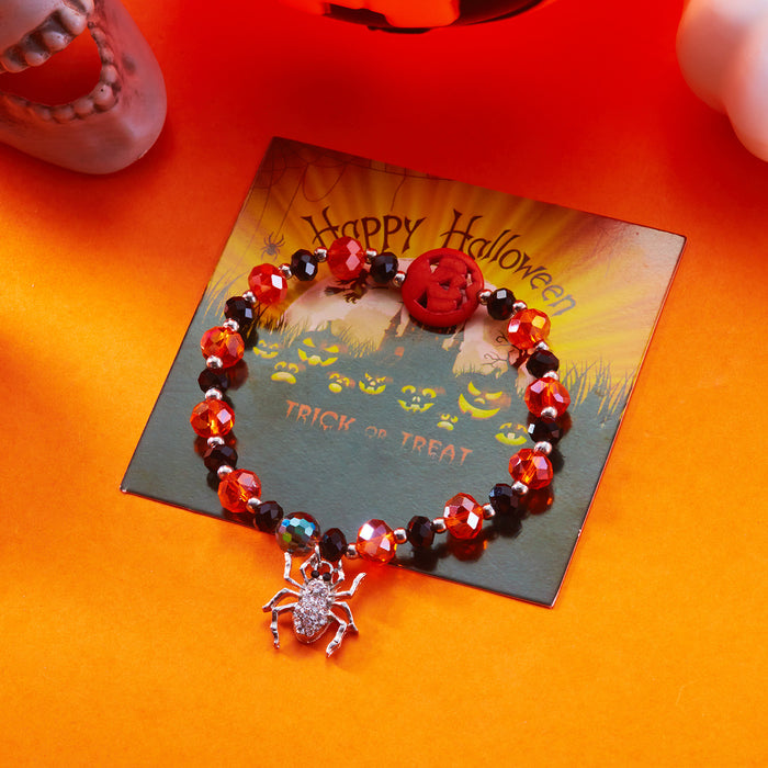 Wholesale  Funny Cartoon Crystal Beaded Bracelet Versatile Witch Pumpkin  Web Wizard Hat Bracelet