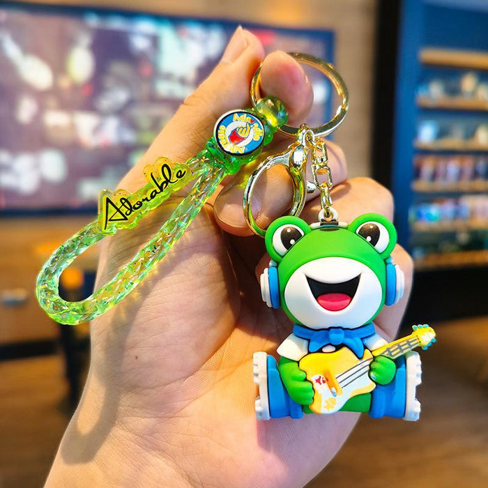 Wholesale Cartoon Music Frog 3D Doll Rubber Keychain JDC-KC-Tingm041