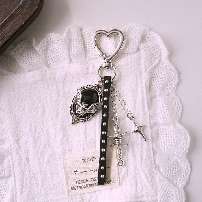 Wholesale Gothic Cross Keychain Bag Charm Black Zinc Alloy Car Key Accessory Resale