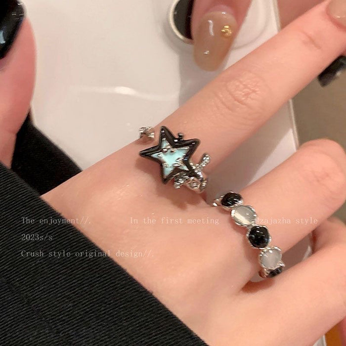 Wholesale Color blocking ring, fashionable and personalized couple's index finger ring, niche temperament, versatile ring