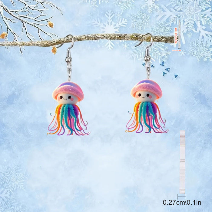 Wholesale Acrylic Christmas Snowman Bell Earrings 2D Cartoon Pendant Design Party Wear Fashion Accessory