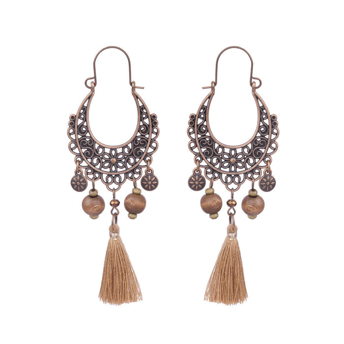 Wholesale Bohemian Tassel Long Dangle Earrings Set Mixed Material Jewelry Accessory Boutique Resale
