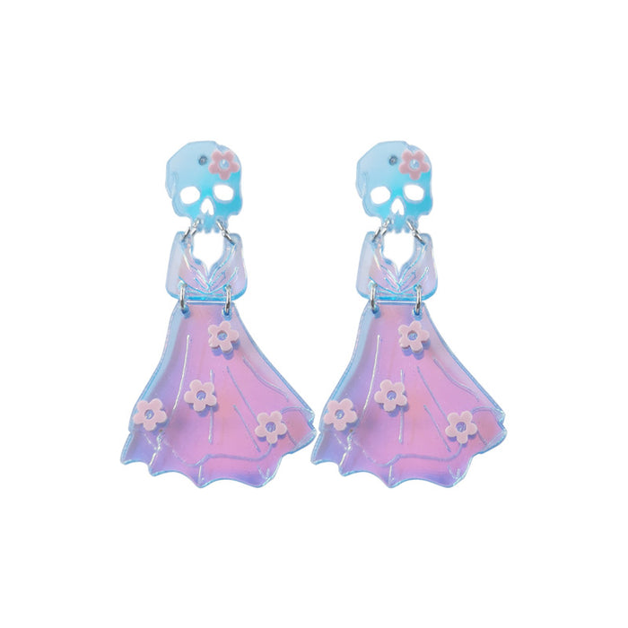 Wholesale Halloween Color Laser Skull Ghost Pumpkin Acrylic Printing Earrings JDC-ES-QingM004