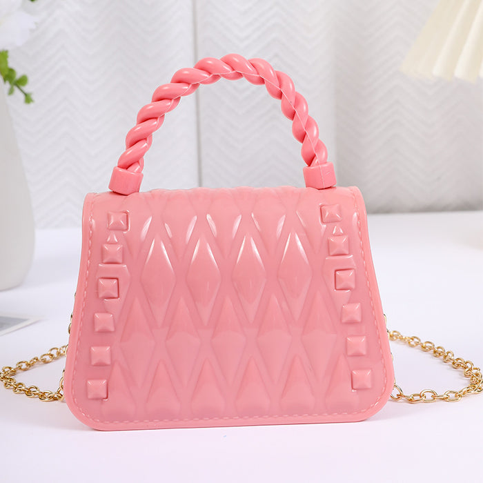 Wholesale portable jelly bag candy color shoulder crossbody mini chain key Pearl portable women's bag