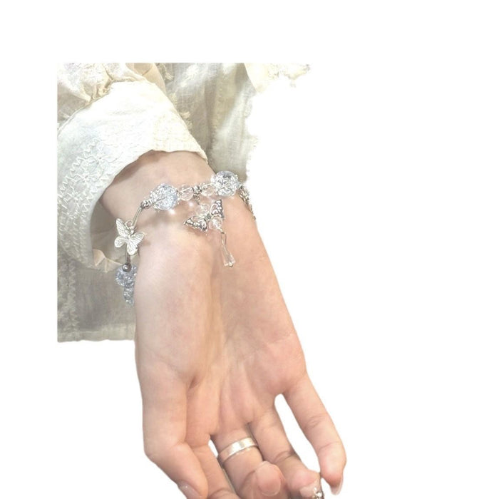 Wholesale New niche ice transparent bead butterfly bracelet, fashionable and versatile bracelet