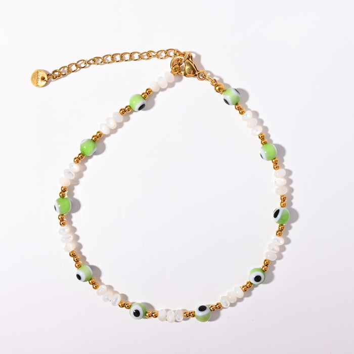 Wholesale Classic Hot Selling Devil's Eye Foot Chain Resin Flat Bead Stainless Steel Accessories Evil Eye Foot Accessories