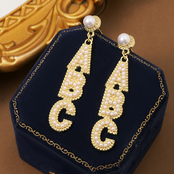 Wholesale  Studs Imitation Pearl Niche Design Pearl English ABC
