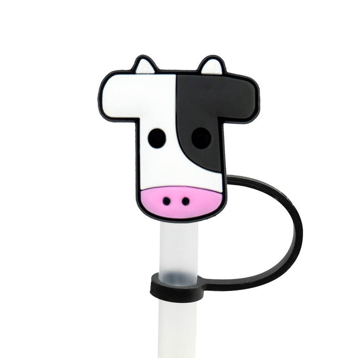 Wholesale 10PCS Cartoon Cow Milk Box Silicone Dustproof Straw Stopper JDC-SCR-KuaJi018