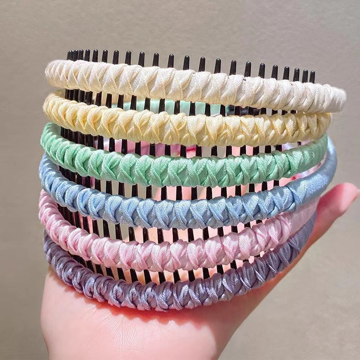 Wholesale Toothed anti slip face washing headband seamless braided hairband for controlling stray hairs